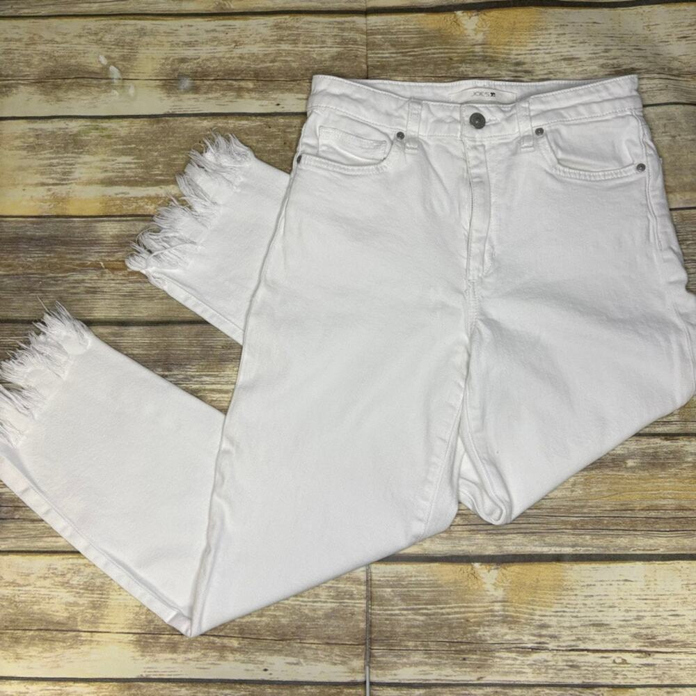 Joe's Jeans Chastity High Rise Straight Crop Hippie White Raw Hem Sz 26